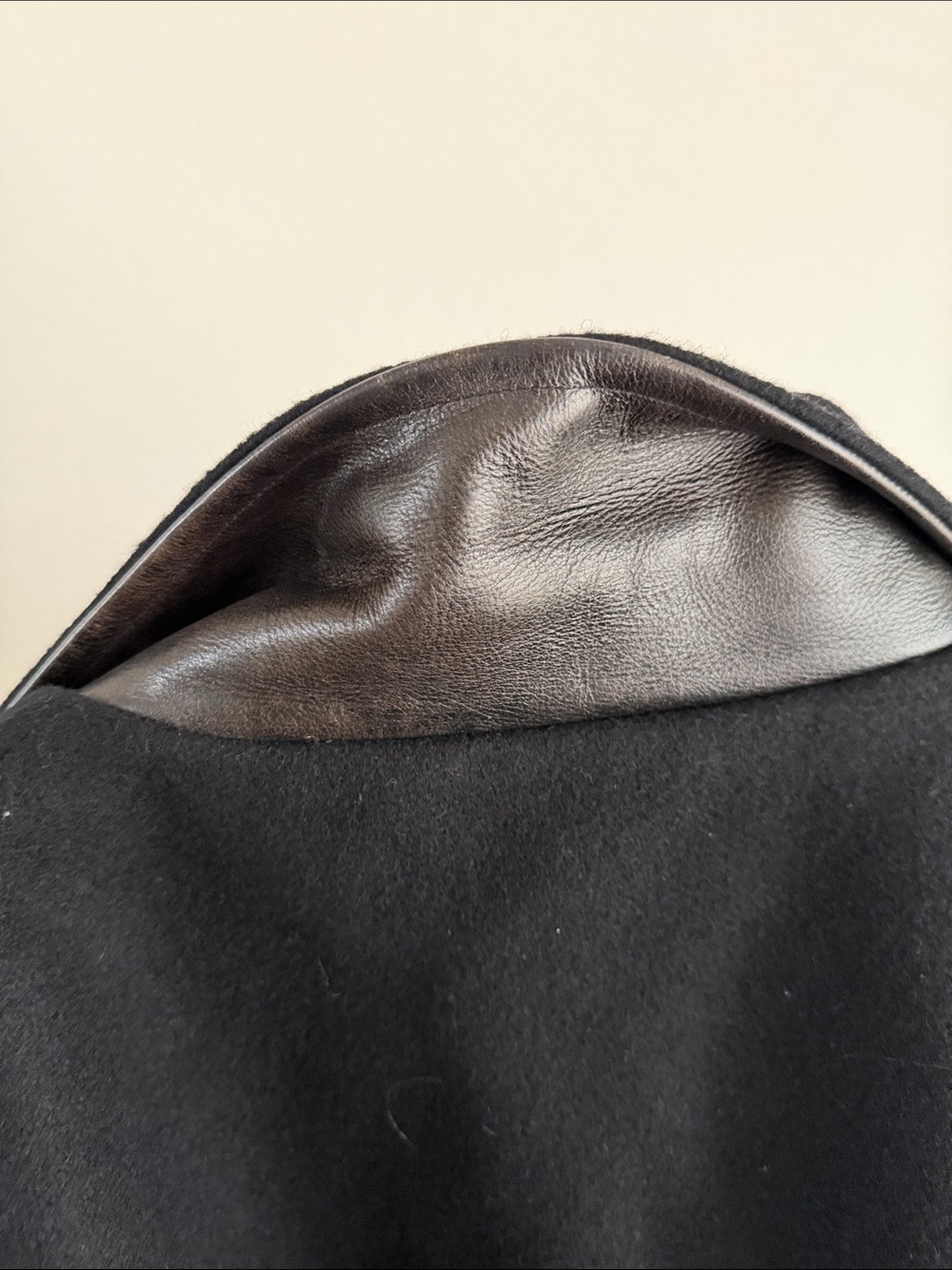 Polo Ralph Lauren Black Wool Varsity Jacket with Distressed Leather Sleeves - Picture 5 of 5